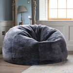 Giant size genuine sheepskin bean bag super-soft, thick & luxurious shorn fleece in silver graphite grey. By The Wool Company