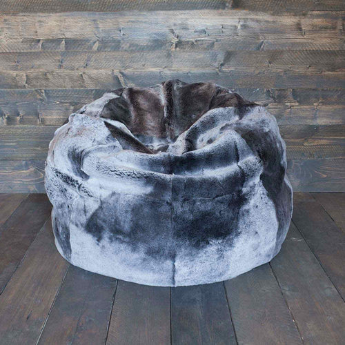 Giant size genuine sheepskin bean bag super-soft, thick & luxurious shorn fleece in silver graphite grey colour top quality