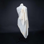 Hand-crafted 100% embroidered cashmere pashmina  natural creamy white with gold thread finest-quality super-soft shawl