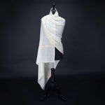 Hand-crafted 100% embroidered cashmere pashmina  natural creamy white with gold thread finest-quality From The Wool Company