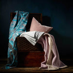 Super-soft Merino lambswool throw unique Italian design multi coloured pattern turquoise  teal mauve & pink 130 x 182cm