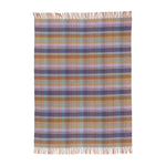 Made in Scotland Heritage lambswool throw double-faced grey, purple and heather checks thick & super-soft top-quality