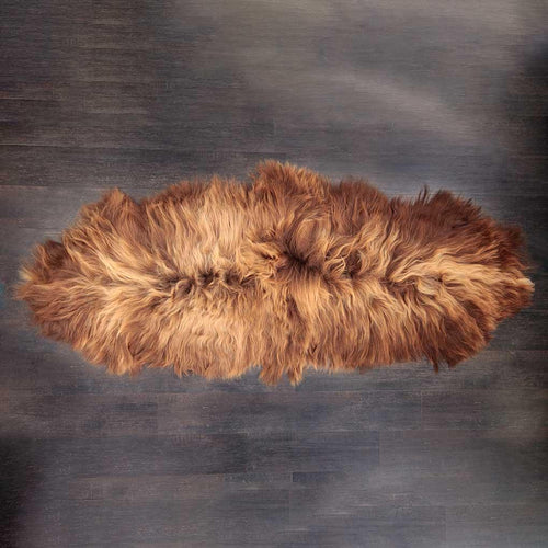 Icelandic double sheepskin golden natural brown Silky soft, two skins sewn together Luxurious & thick By The Wool Company