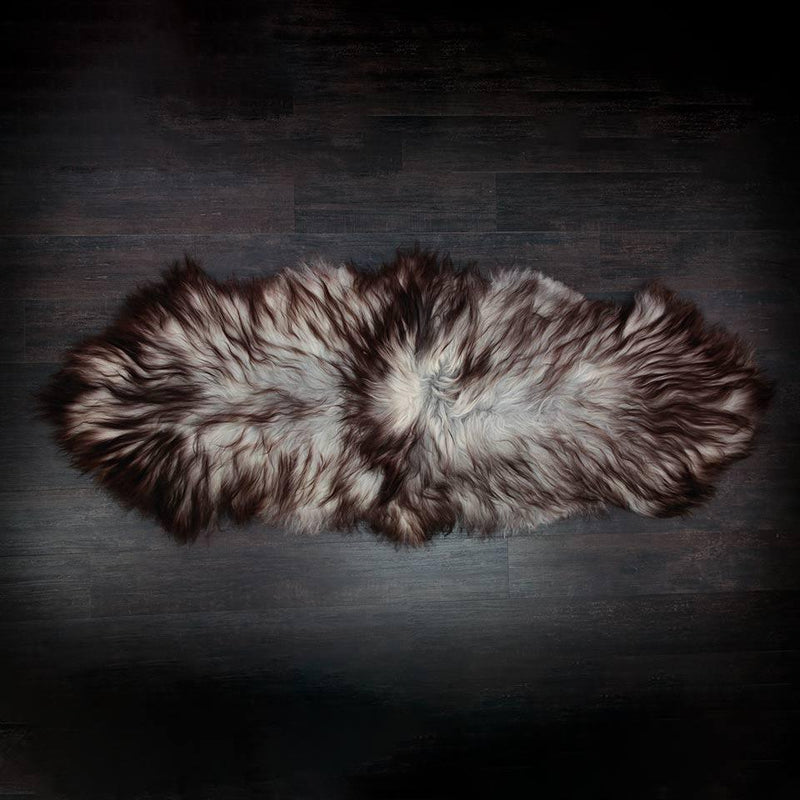 Icelandic double sheepskin natural marbled grey Silky soft, two skins sewn together luxurious & thick By The Wool Company