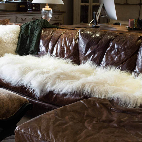 Icelandic double sheepskin natural white Silky soft made from two skins sewn together Luxurious & thick From The Wool Company