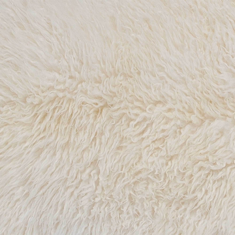 Beautifully soft long curly natural ivory sheepskin. Double size boho-chic accessory for any interior, luxurious fleece 