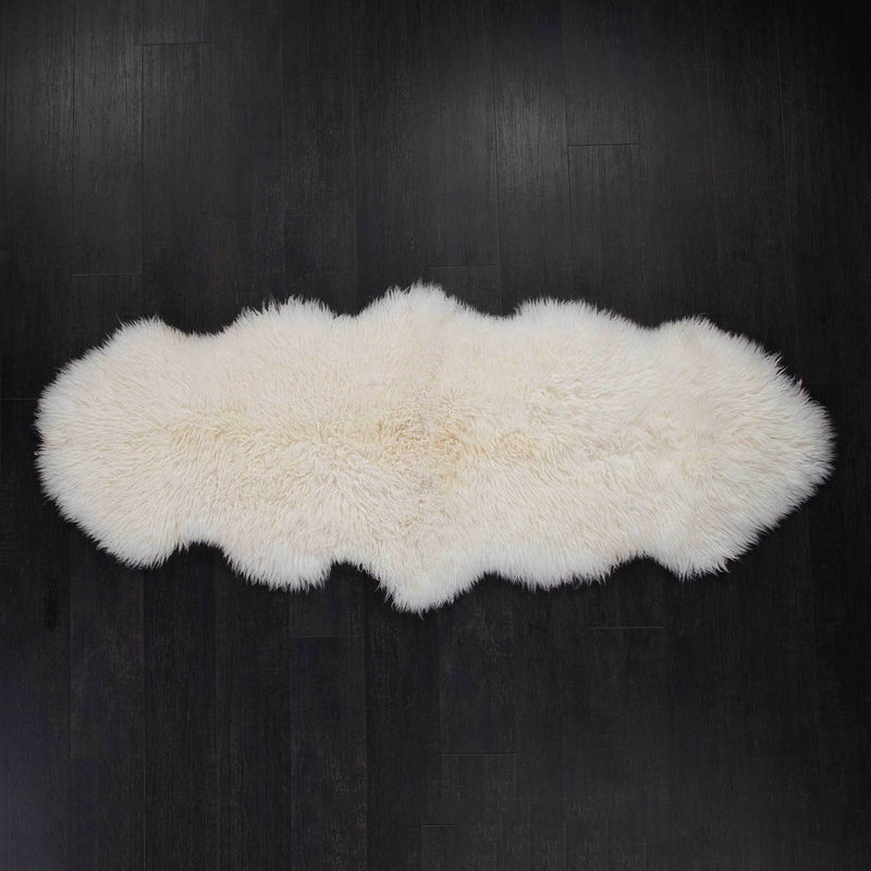 Beautifully soft long curly natural ivory sheepskin. Double size boho-chic accessory for any interior, luxurious fleece 