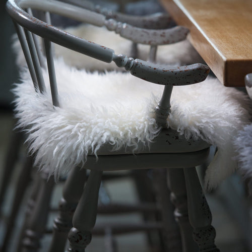  Sumptuous, natural sheepskin seat pad 40cm square super-soft yeti fleece, natural white creamy colour, From The Wool Company