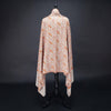 Hand-crafted 100% baby cashmere pashmina embroidered with orange red & gold thread on a neutral background finest-quality