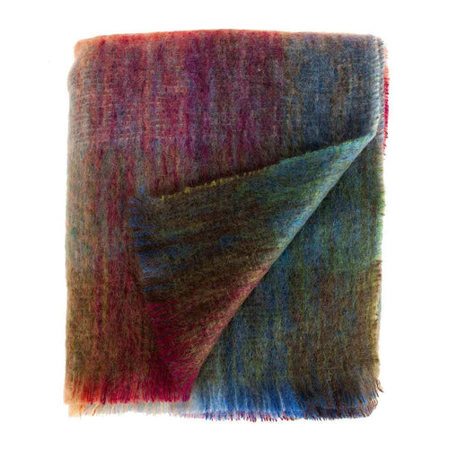 Super-soft, thick mohair throw in a stunning blend of multi shades top quality warm & very light & cosy From The Wool Company