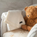 Super-soft cream lambswool waffle baby blanket with matching stitched edging cosy & perfect for all seasons top-quality