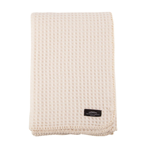 Soft cream lambswool waffle baby blanket with stitched edging cosy & perfect for all seasons top-quality By The Wool Company