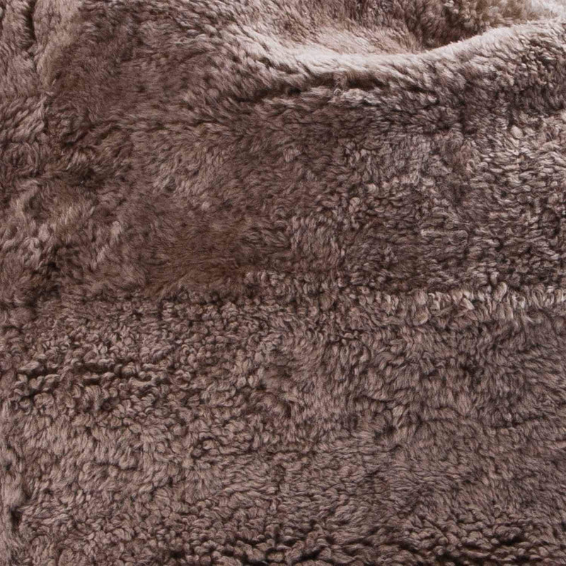 Large size Swedish curly sheepskin bean bag super-soft, thick & luxurious short curly fleece, mid-brown taupe colourway