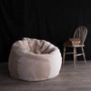 Large natural sheepskin bean bag, super-soft, thick,& luxurious shorn fleece in a creamy oyster colour By The Wool Company