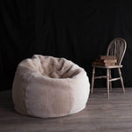 Large natural sheepskin bean bag, super-soft, thick,& luxurious shorn fleece in a creamy oyster colour By The Wool Company