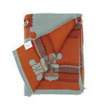 Soft blue-green 100% cotton baby blanket with cute Lenny lion characters in tan & orange perfect for all seasons top-quality