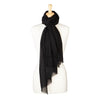 Fine wool and silk blend shawl in classic black with a soft fringe edge super-soft lightweight & warm top-quality