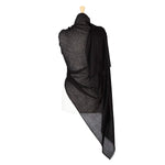 Fine wool and silk blend shawl in classic black with a soft fringe edge super-soft lightweight & warm top-quality