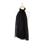 Fine wool and silk blend shawl in classic black with a soft fringe edge super-soft lightweight & warm top-quality