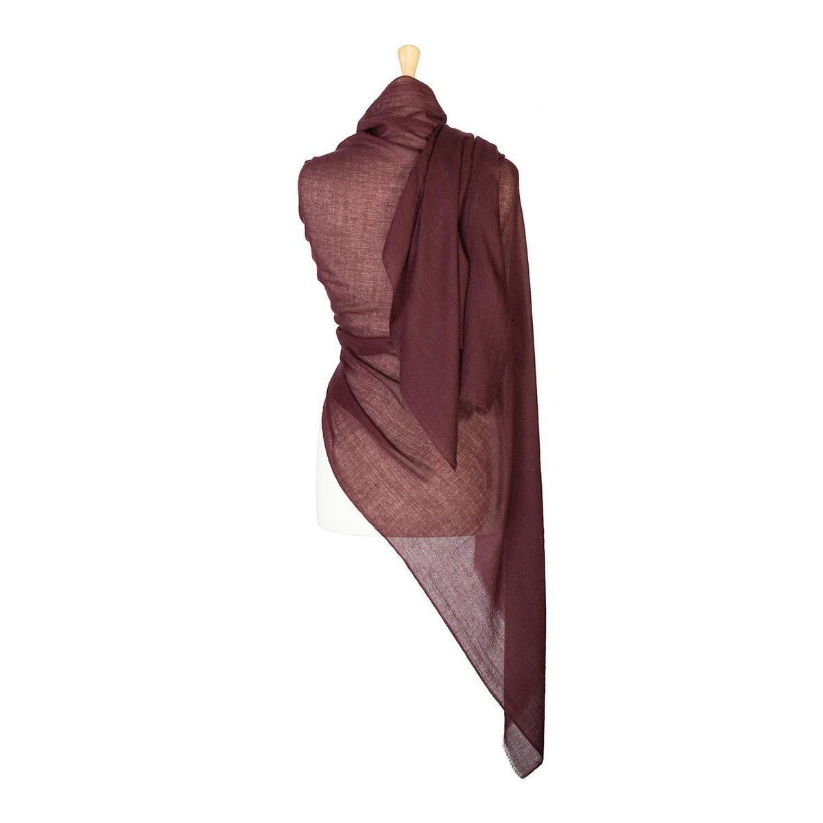 Fine wool & silk blend shawl in rich chocolate brown with a soft fringe edge super-soft lightweight & warm top-quality