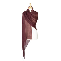Fine wool & silk blend shawl in rich chocolate brown with a soft fringe lightweight & warm top-quality By The Wool Company