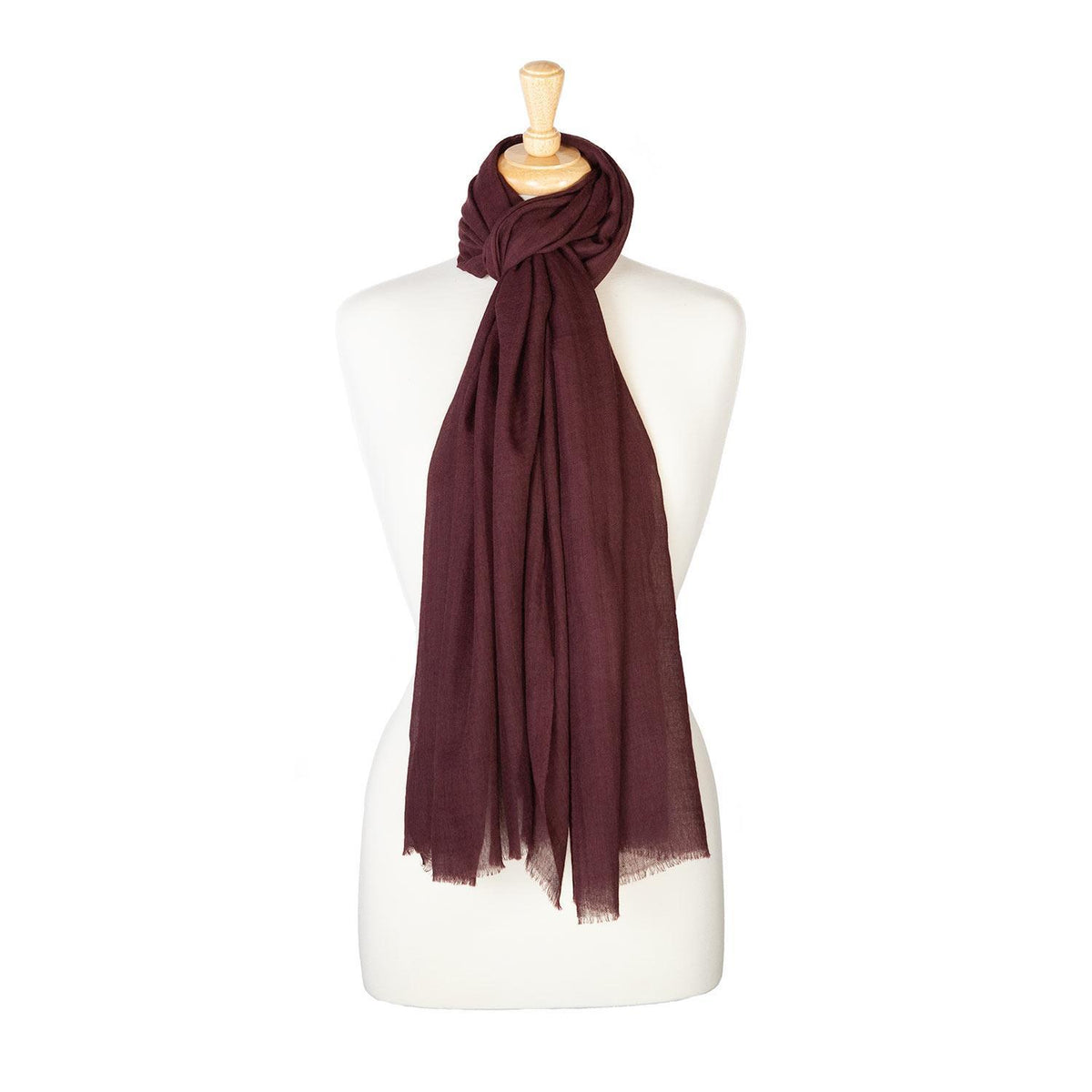 Fine wool & silk blend shawl in rich chocolate brown with a soft fringe edge super-soft lightweight & warm top-quality