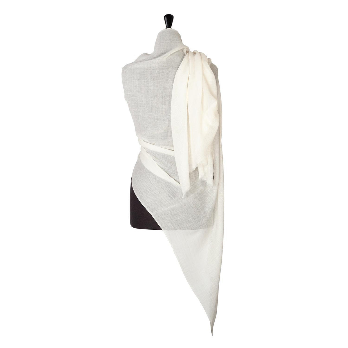 Fine wool & silk blend shawl in soft ivory tones with a soft fringe edge super-soft lightweight & warm top-quality
