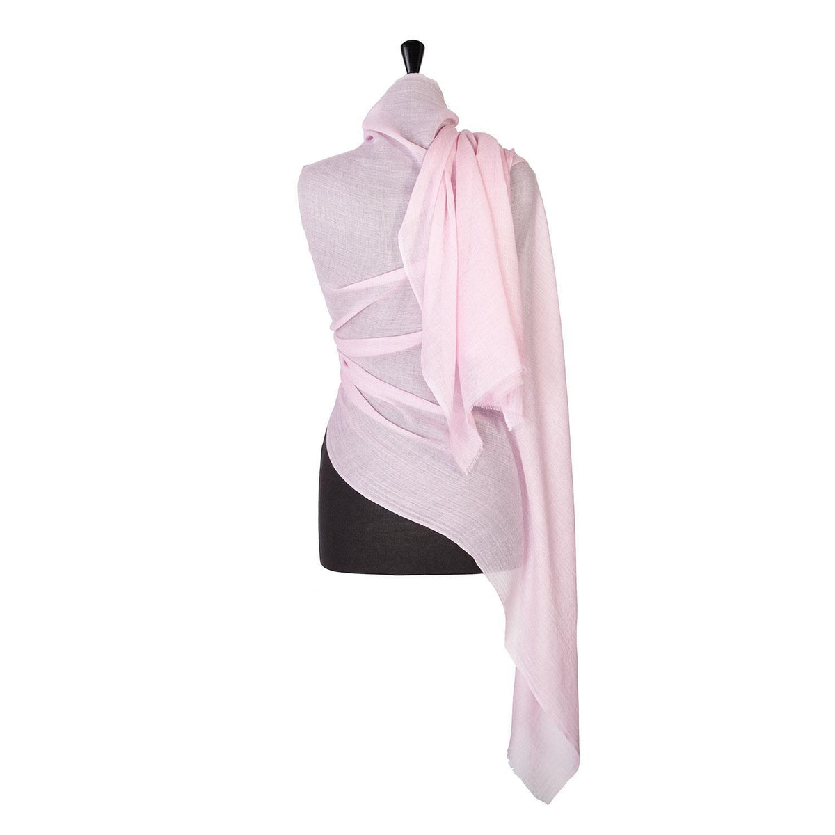 Fine wool & silk blend shawl in a soft light pink with a soft fringe edge super-soft lightweight & warm top-quality
