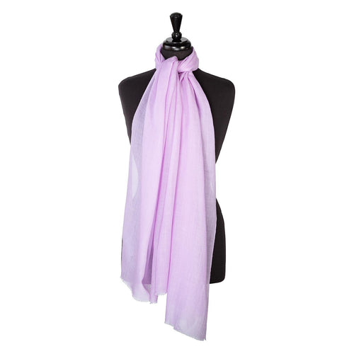 Fine wool & silk blend shawl in a soft lilac colourway with a soft fringe lightweight & warm top-quality By The Wool Company