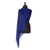 Fine wool & silk blend shawl in classic navy blue with a soft fringe edge lightweight & warm top-quality By The Wool Company
