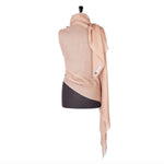 Fine wool & silk blend shawl in warm light brown tones with a soft fringe edge super-soft lightweight & warm top-quality