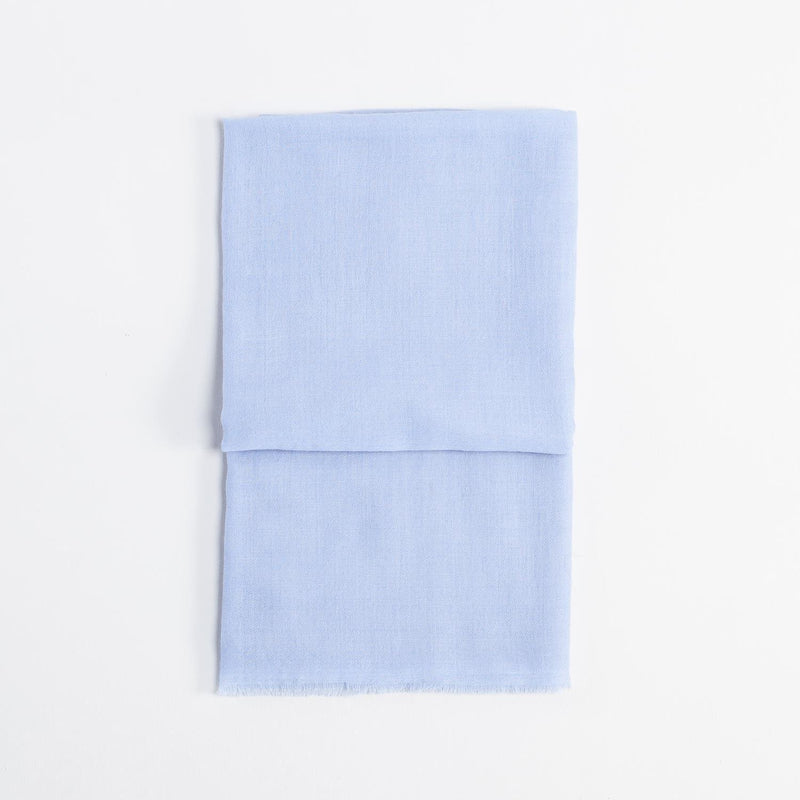 Fine wool & silk blend shawl in soft pale blue with a soft fringe edge super-soft lightweight & warm top-quality