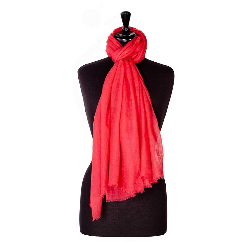 Fine wool & silk blend shawl in vibrant raspberry tones with a soft fringe edge super-soft lightweight & warm top-quality