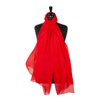 Fine wool & silk blend shawl in vibrant scarlet with a soft fringe edge super-soft lightweight & warm top-quality