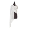 Fine wool & silk blend shawl in pale silver grey with a soft fringe edge lightweight & warm top-quality By The Wool Company