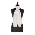 Fine wool & silk blend shawl in pale silver grey with a soft fringe edge super-soft lightweight & warm top-quality