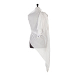 Fine wool & silk blend shawl in pale silver grey with a soft fringe edge super-soft lightweight & warm top-quality