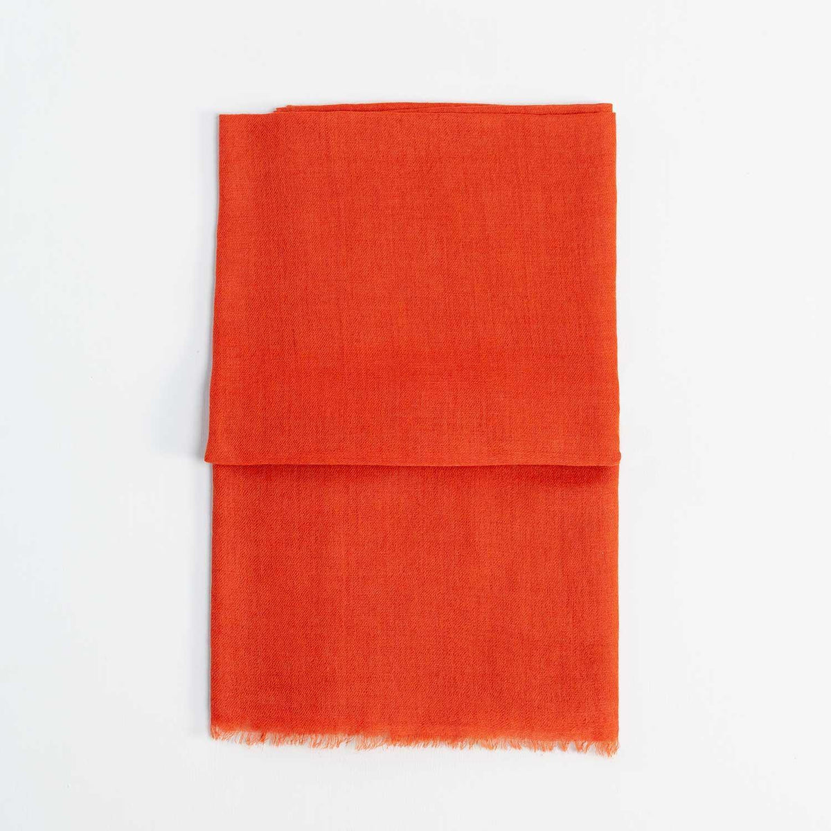 Fine wool & silk blend shawl in a rich terracotta with a soft fringe edge super-soft lightweight & warm top-quality