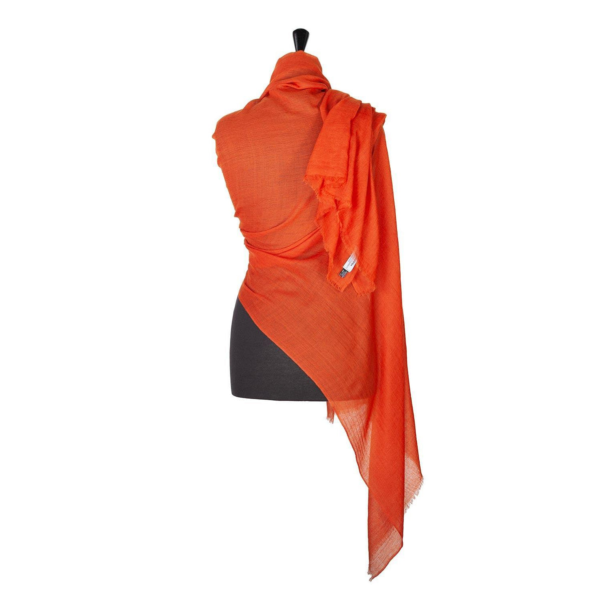 Fine wool & silk blend shawl in a rich terracotta with a soft fringe edge super-soft lightweight & warm top-quality