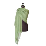 Fine wool & silk blend shawl in a khaki green colourway with a soft fringe edge super-soft lightweight & warm top-quality
