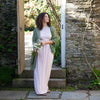 Fine wool & silk blend shawl in a khaki green colourway with a soft fringe edge super-soft lightweight & warm top-quality