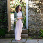 Fine wool & silk blend shawl in a khaki green colourway with a soft fringe edge super-soft lightweight & warm top-quality