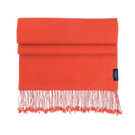 Genuine 100% cashmere pashmina in rich burnt orange tasselled fringe lightweight & warm finest-quality By The Wool Company