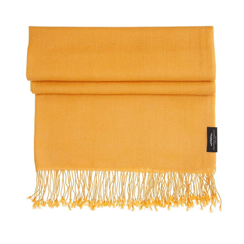 Genuine 100% cashmere pashmina in warm sandy tones tasselled fringe lightweight & warm finest-quality By The Wool Company