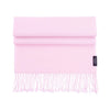 Genuine 100% cashmere pashmina in light soft pink tasselled fringe edge lightweight & warm finest-quality By The Wool Company