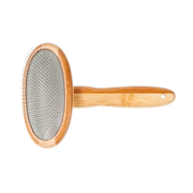 The Wool Company - Luxury Sheepskin Brush - Beautifully designed with sleek bamboo handle and head.  Long stainless steel curved tines that get right through the fleece.   Helps to keep your sheepskin looking its best.