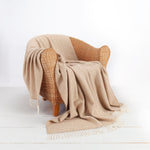 Merino-cashmere blend throw super-soft warm & cosy neutral beige & cream herringbone pattern top-quality luxury throw
