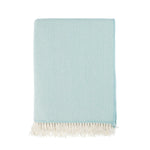 Merino-cashmere blend throw super-soft warm & cosy soft duck egg & cream herringbone pattern top-quality luxury throw