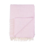 Merino-cashmere blend throw super-soft warm & cosy pale pink & cream herringbone pattern top-quality By The Wool Company