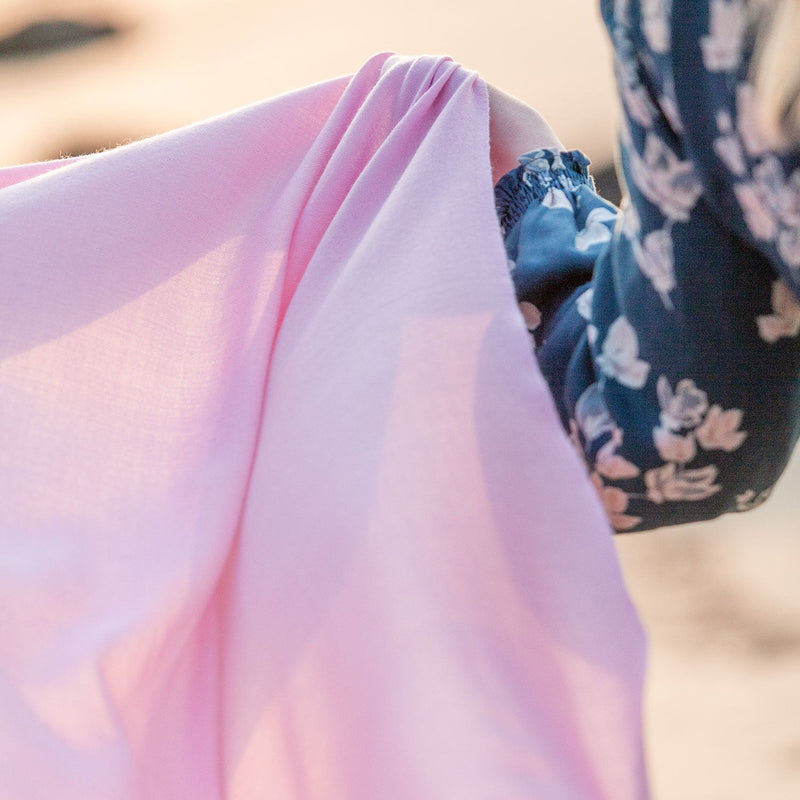 Fine Merino wool shawl in soft pale pink with a soft fringe edge super-soft generous size lightweight & warm top-quality